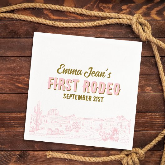 First Rodeo Pink Desert 1st Birthday Paper Napkin スタンダードカクテルナプキン