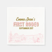 First Rodeo Pink Desert 1st Birthday Paper Napkin スタンダードカクテルナプキン (正面)