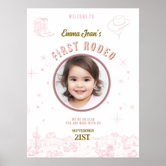 First Rodeo Pink Desert 1st Birthday Welcome ポスター (正面)