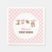 First Rodeo Pink Western Cowboy誕生日 スタンダードカクテルナプキン (正面)