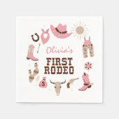 First Rodeo Pink Western Cowboy誕生日 スタンダードカクテルナプキン (正面)