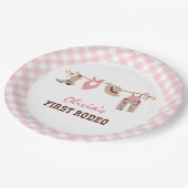 First Rodeo Pink Western Cowboy誕生日 ペーパープレート (アングル)