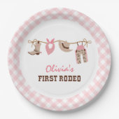 First Rodeo Pink Western Cowboy誕生日 ペーパープレート (正面)