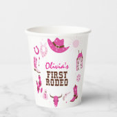First Rodeo Pink Western Cowboy誕生日 紙コップ (正面)