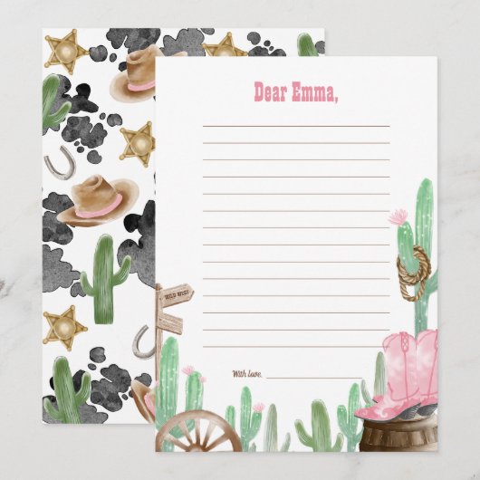 First Rodeo Pink Wild West Time Capsule Cards 招待状 (正面/裏面)