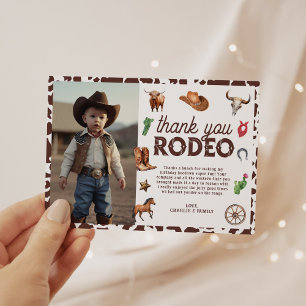 First Rodeo Westernの最初の誕生日の写真 サンキューカード