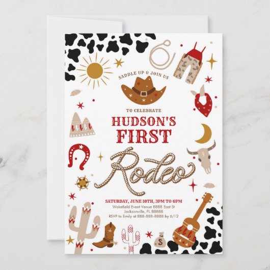 First Rodeo Western Birthday Invitation 招待状 (正面)