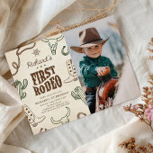 First Rodeo Western Boy 1st Birthday Photo 招待状
