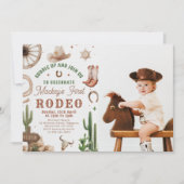 First Rodeo Western Cowboy 1st Birthday Invitation 招待状 (正面)