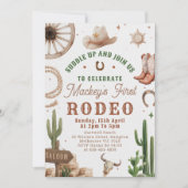 First Rodeo Western Cowboy 1st Birthday Invitation 招待状 (正面)