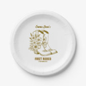 First Rodeo Western Cowgirl Boots 1st Birthday ペーパープレート (正面)