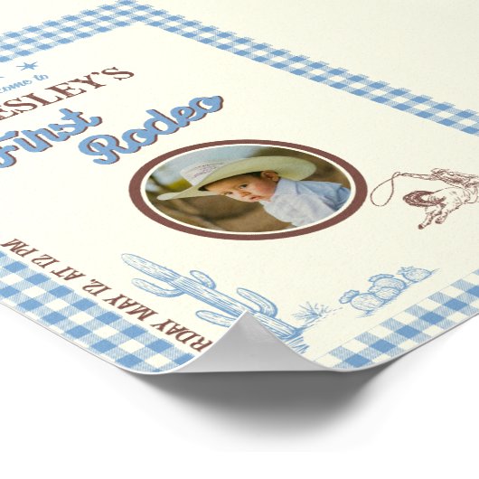 First Rodeo Wild West 1st Birthday Welcome Poster ポスター (角)
