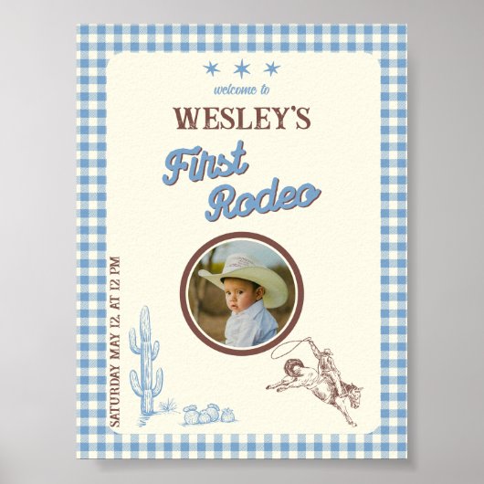 First Rodeo Wild West 1st Birthday Welcome Poster ポスター (正面)
