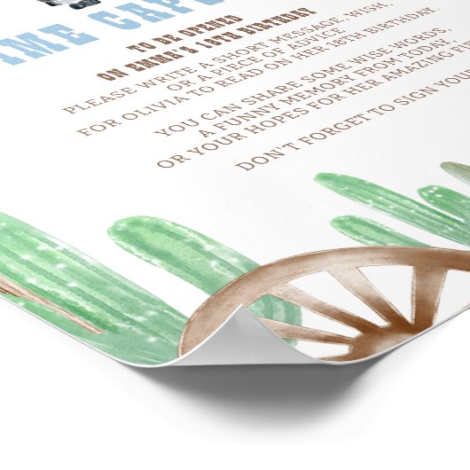 First Rodeo Wild West Baby Cow Time Capsule Sign ポスター (角)