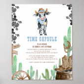 First Rodeo Wild West Baby Cow Time Capsule Sign ポスター (正面)