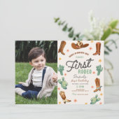 First rodeo Wild West Boy 1st Birthday Photo 招待状 (スタンド正面)