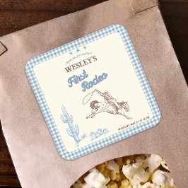 First Rodeo Wild West Boys 1st Birthday Party  スクエアシール