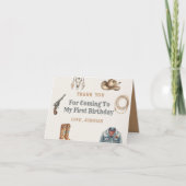 First Rodeo Wild West Cowboy Blue Birthday サンキューカード (正面)