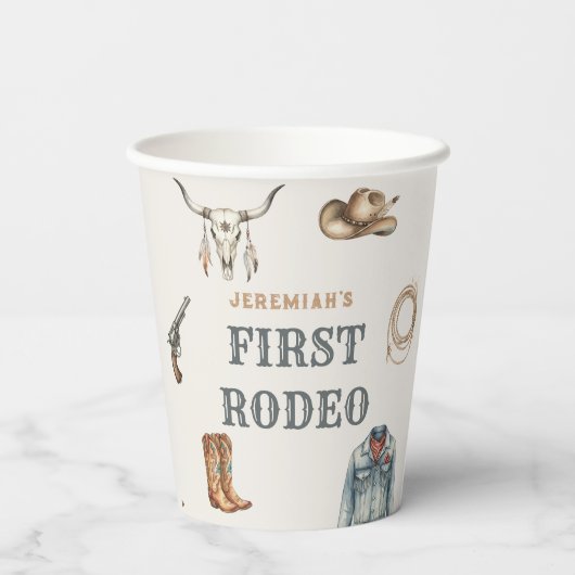 First Rodeo Wild West Cowboy Blue Birthday 紙コップ (裏面)