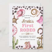 First Rodeo Wild West Cowgirl Birthday 招待状 (正面)