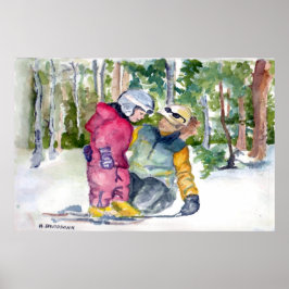 FIRST SNOWSKIS - WATER COLOR POSTS - H DAVIDSHN ポスター