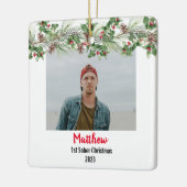 First Sober Christmas ミニマル Photo セラミックオーナメント (左)