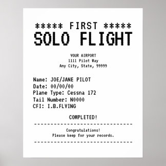 First Solo Flight Congratulations ポスター