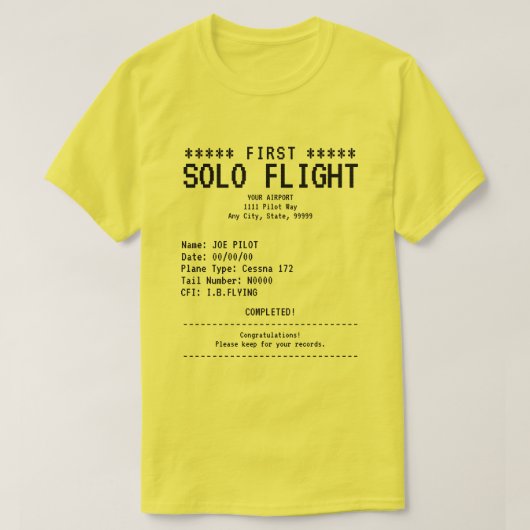 First Solo Flight T-Shirt Tシャツ (デザイン正面)