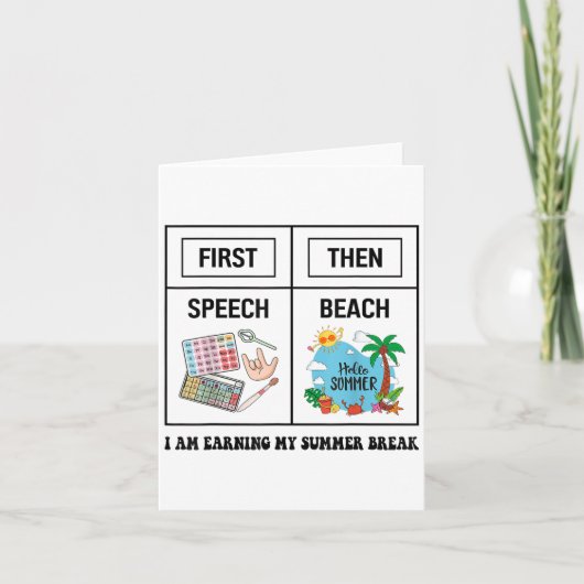 First Speech Then Beach Funny Speech Therapy Summe カード (正面)