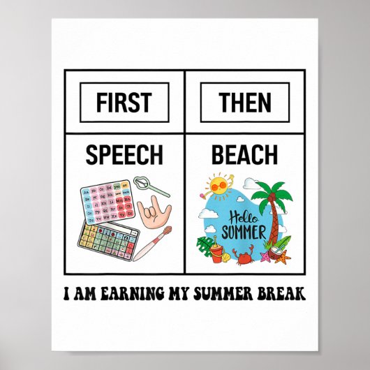 First Speech Then Beach Funny Speech Therapy Summe ポスター (正面)