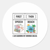 First Speech Then Beach Funny Speech Therapy Summe ラウンドシール (正面)