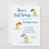 First Splash, Puddle Jumping Duck 1st Birthday 招待状 (正面)