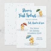 First Splash, Puddle Jumping Duck 1st Birthday 招待状 (正面/裏面)