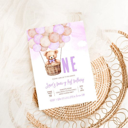 First Teddy Bear Boy Boho 1st誕生日 招待状