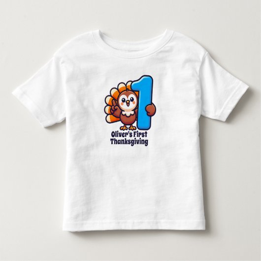 First Thanksgiving Customized Cute Turkey  トドラーTシャツ (正面)