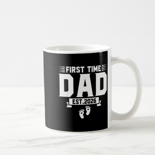 First Time Dad 2026 Dad Promoted To Dad Est 2026 N コーヒーマグカップ (右)