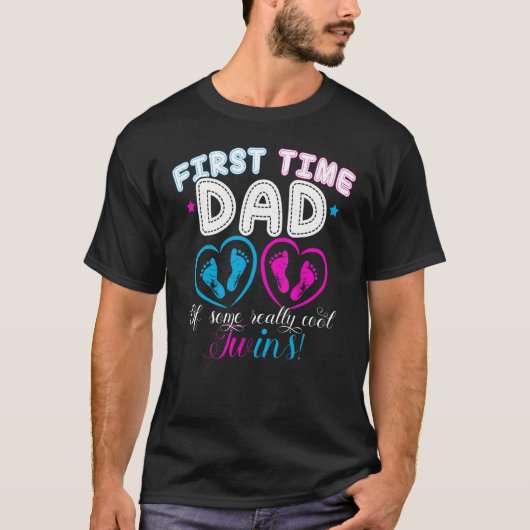 First Time Dad Daddy Of Twins Father s Day Gif Tシャツ (正面)