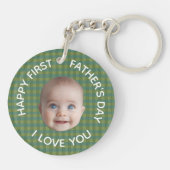 First Time Dad First Fathers Day Face Photo Baby キーホルダー (裏面)