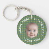 First Time Dad First Fathers Day Face Photo Baby キーホルダー (正面)