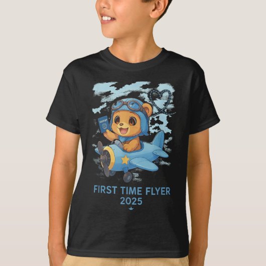 First Time Flyer 2025 Teddy Bear Aviator Kids Todd Tシャツ (正面)