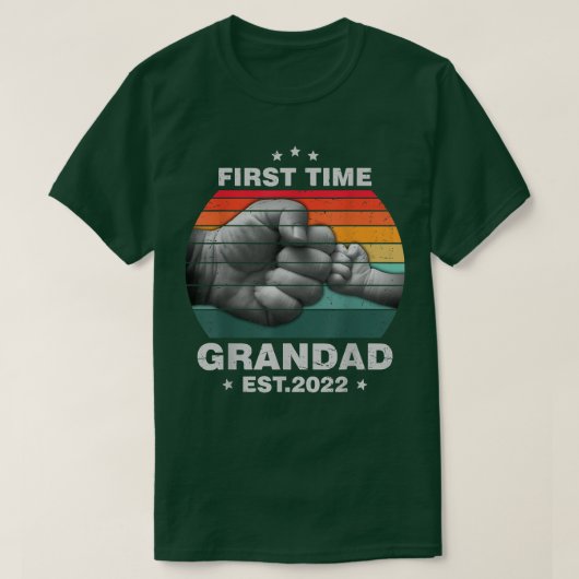 First Time Grandad Est 2022男性ヴィンテージ初 Tシャツ (デザイン正面)