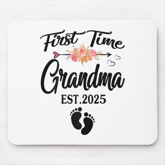 First Time Grandma 2025 Mothers Day Promoted To Gr マウスパッド (正面)