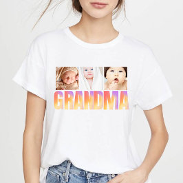 first time grandma custom 3photo collage トライブレンドＴシャツ