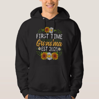 First Time Grandma Est 2021 Sunflower Gift New Gra パーカ