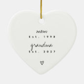 First Time Grandma Keepsake Custom Heart Shape セラミックオーナメント (裏面)
