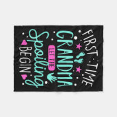 First Time Grandma Let The Siling Begin Funny Gran フリースブランケット (正面(横))