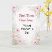 First Time Grandma Mothers Day Elegant Floral カード (黄色い花)