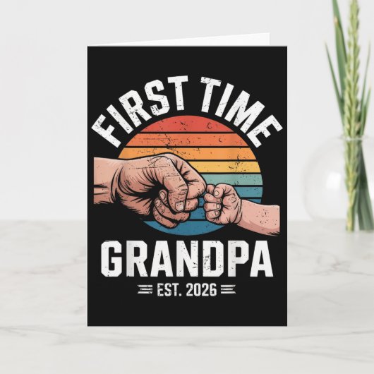 First Time Grandpa Est 2026 Baby Announcement Grea カード (正面)