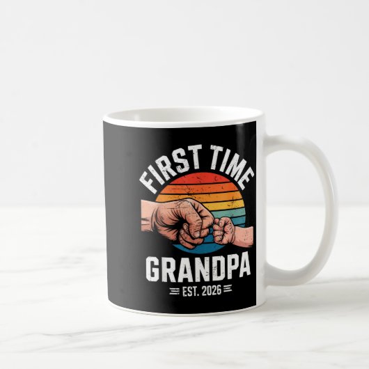 First Time Grandpa Est 2026 Baby Announcement Grea コーヒーマグカップ (右)