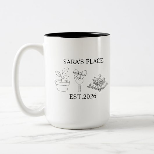  First Time Home Buyer Gift, Custom Housewarming ツートーンマグカップ (左)